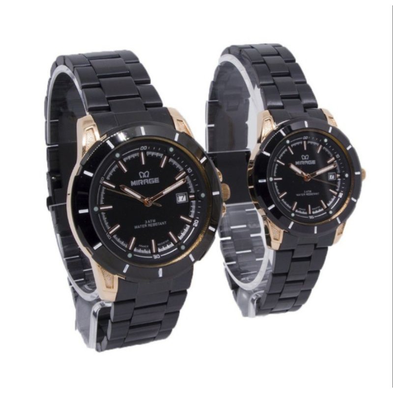 jam tangan coulpe;MIRAGE M8713BRP-Lhitam rosegold~ORIGINAL WATER RESISTANT~TGL~STAINLESS