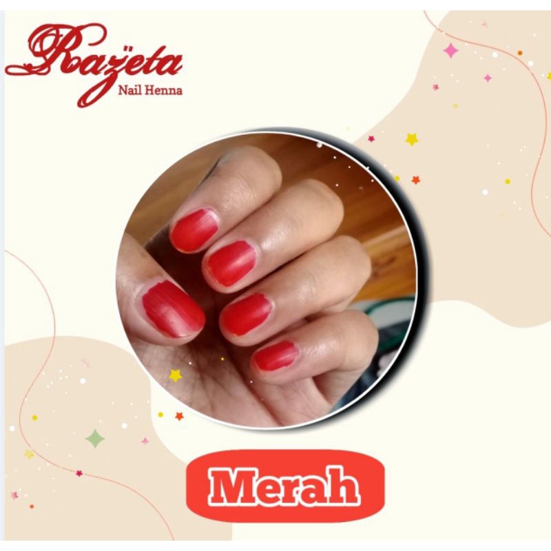 (MASTER STOKIS) PROMO RAZETA NAIL HENNA- HALAL - AWET 3 bulan - No luntur luntur