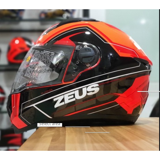 Helm Full Face Zeus 811 Neon Orange AL5 Red