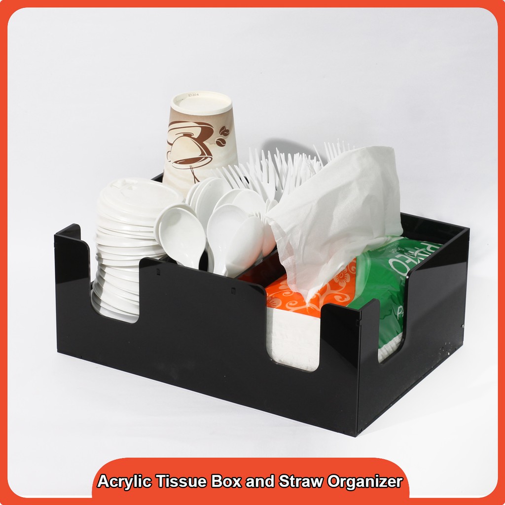 

Acrylic Tissue Box, Paper Cup and Straw Organizer Simple Model