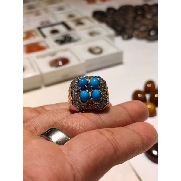 Batu pirus persia polos natural asli 100% original