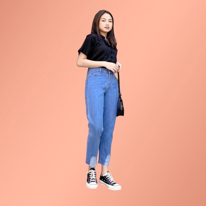 UNDERHOLE BOYFRIEND SOBEK / BOYFRIEND JEANS RIPPED BAWAH