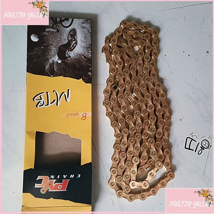 Rantai Sepeda PYC MTB 8 Speed Gold 116L Rante