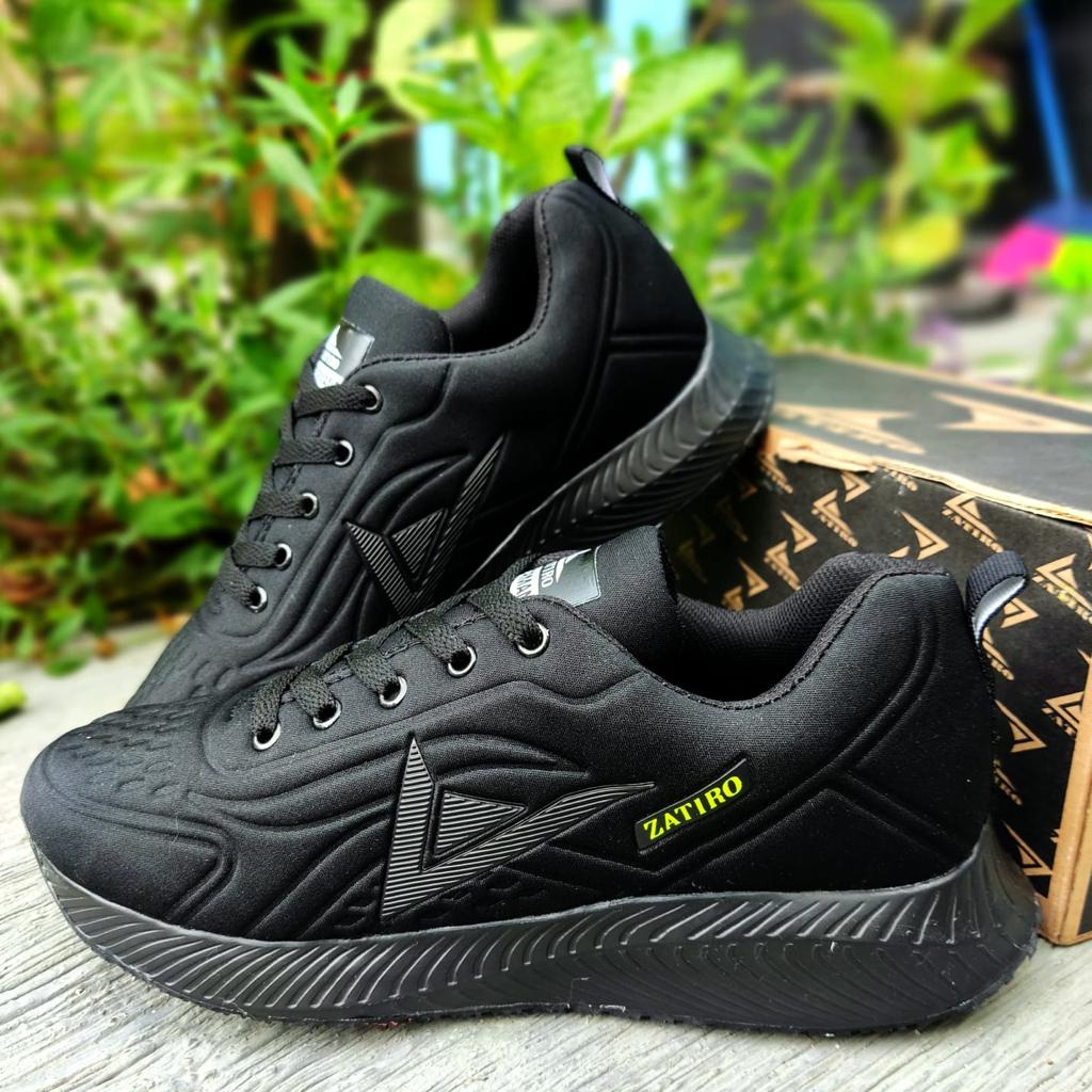 Sepatu Running Jogging Fullblack Sneakers Zatiro Pria Cowok Dewasa Remaja Asli Ori Premium Fashion G