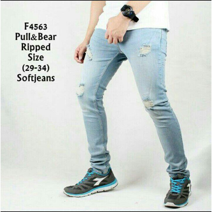 Credomenstore Celana  Jeans  Sobek  Biru  Muda Pria Celana  