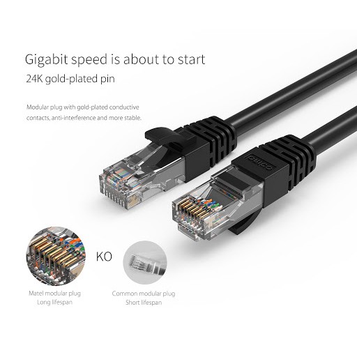 Cable lan ORICO cat 6 2m Ethernet Network Gigabit PUG-C6-20