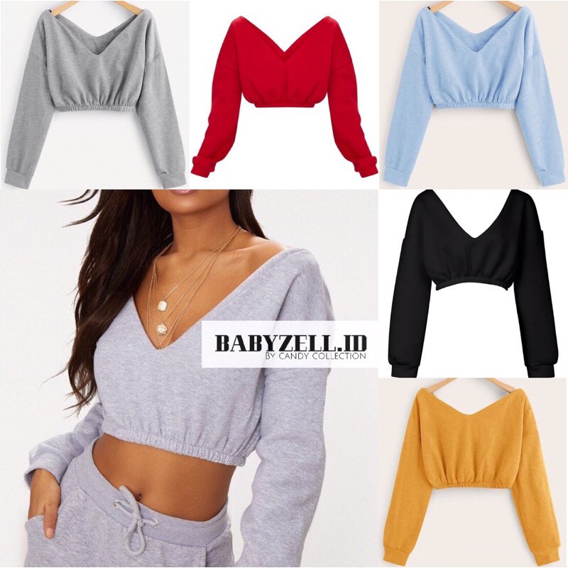 SWEATER BIGSIZE SWEATER CROP V NECK  SWEATER JUMBO OVERSIZE KOREAN STYLE S M L XL XXL XXXL XXXXL XXX