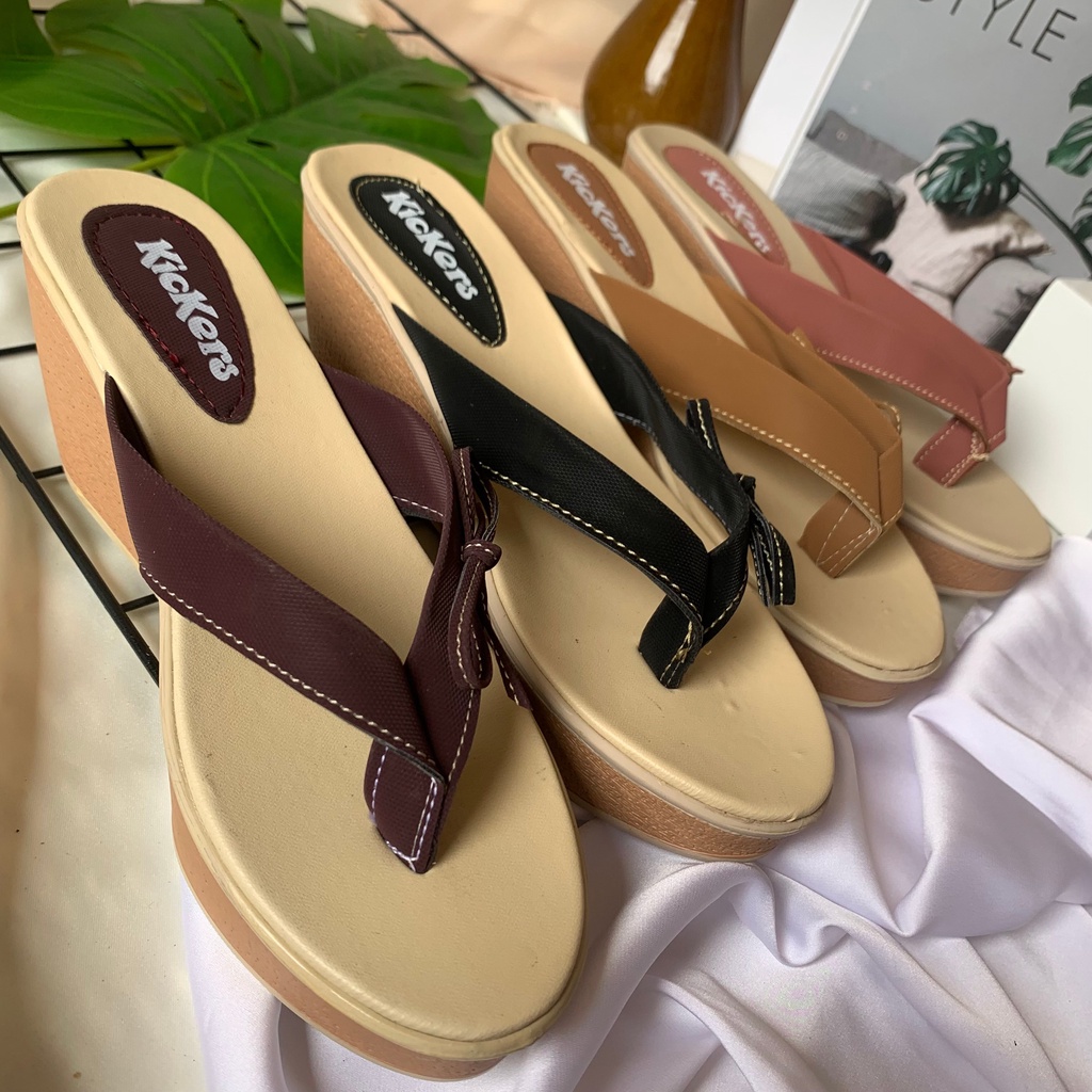 sandal wedges cewek sendal wedges SOL JAKARTA 5 JEPIT perempuan terlaris TERMURAH Sandal Wedges Wanita Jepit Hak 5cm Spon Sendal Cewek Perempuan Japit Polos Colorful Kualitas Super Premium