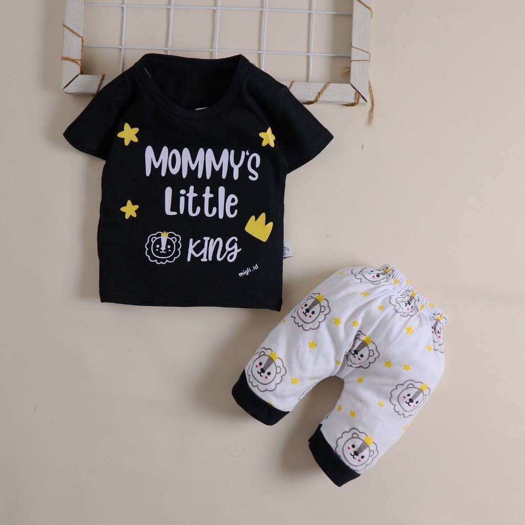 Nuna Store Motif Mommy's Little King / Setelan Baju Bayi/Anak Laki-laki cowok Usia 6 Bulan - 3 Tahun Baju