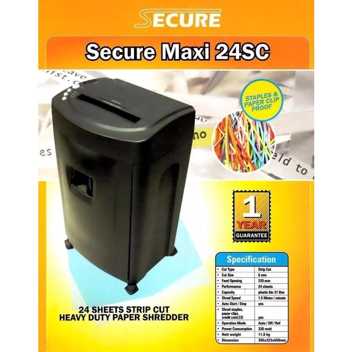 

Mesin Penghancur kertas secure Maxi 24 SC/Paper Shredder