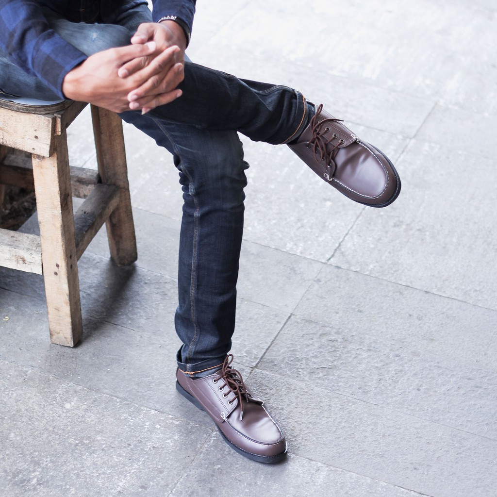 BENOA BROWN |FORIND x Footure| Sepatu Derby Santai Kasual Kerja Kantor Kuliah Pria/Cowok - Laces