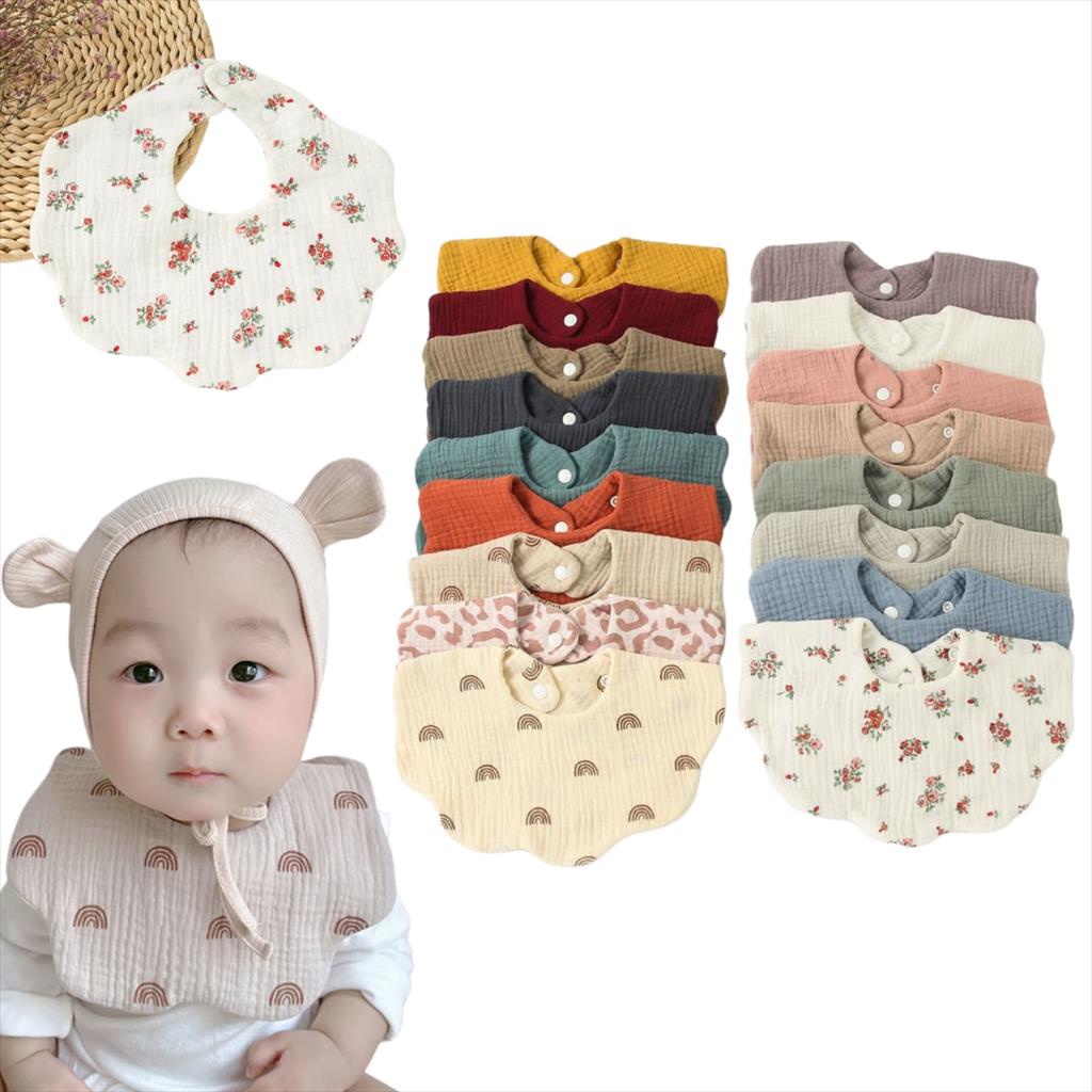 JM0034 Bibs Anak Muslin Wave Bib Muslin Slabber Bayi Baby Celemek Tatakan Iler Burpy Makan