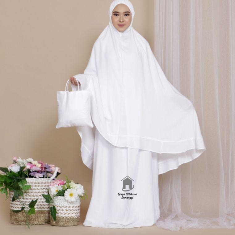 Ad31au22ᵂ ‑ Mukena Rayon Putih Polos Dewasa Original Bonus TasMukena Pondok Mukena Polos Mukena Sete