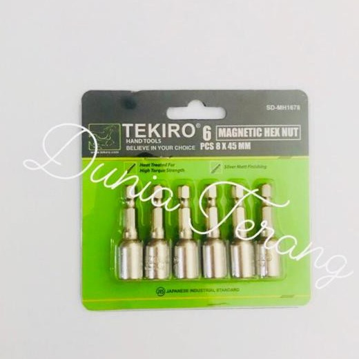 Kunci Mata Roofing TEKIRO 8 mm x 45 mm - Mata Sock Roofing 8mm 45mm Magnetic Hex Nut