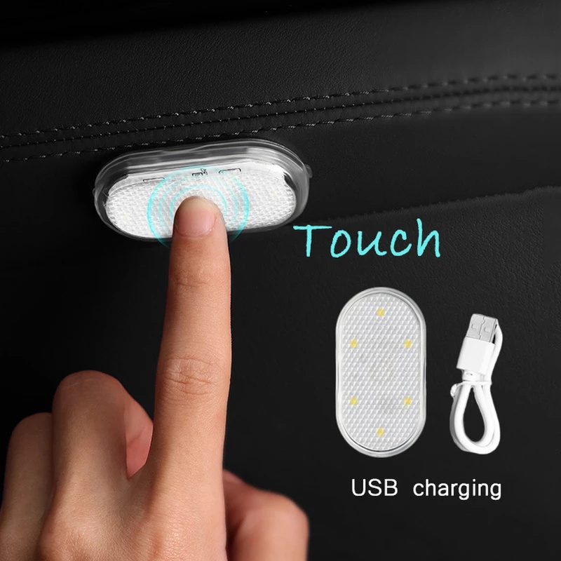 1pc Lampu Baca Mini Portable Charge Usb Kontrol Sentuh Untuk Atap Mobil / Rumah