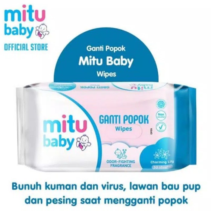 Mitu Tissue Basah Baby 50'S (Buy 1 get 1) / TISU MITU BUY 1 GET 1 Ganti Popok Wipes