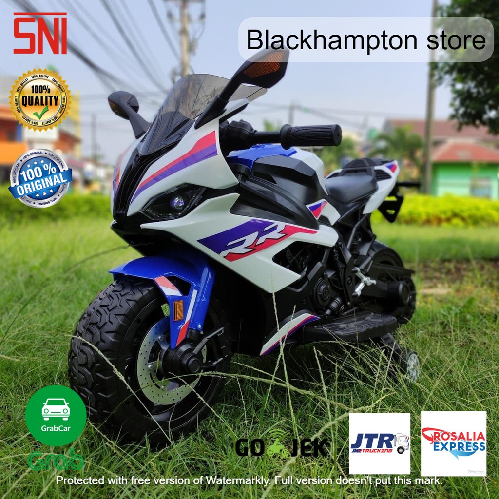 Mainan Motor Aki Anak Ninja RR Ban Karet Gas Tangan