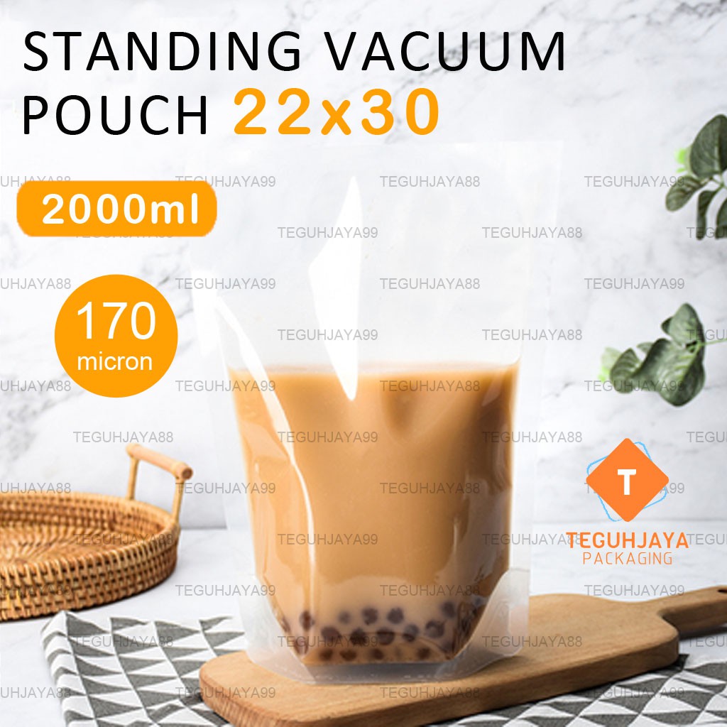 Plastik Standing Pouch 22x30 Cair 2 Liter Plastik Vacuum Standing Pouch 22 x 30 Vakum Plastik Kemasa