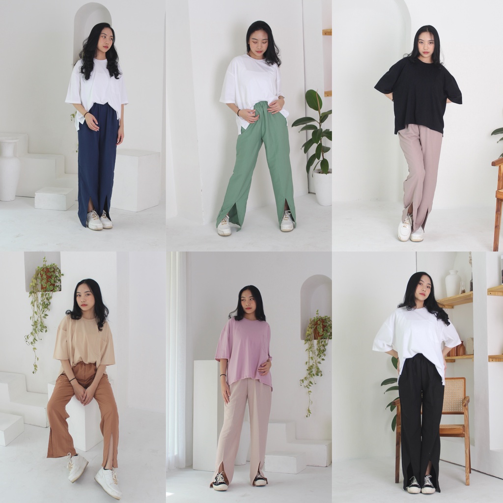 Hollingberry - Yuna Slit Pants Celana Wanita