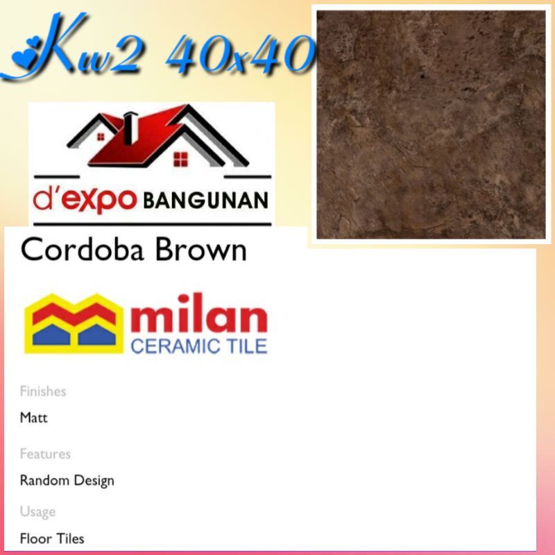 KERAMIK LANTAI MILAN CORDOBA BROWN 40X40 KW2