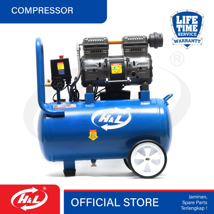 H&amp;L Kompresor Angin Oilless Silent 30L | Air Compressor HnL 30 Liter