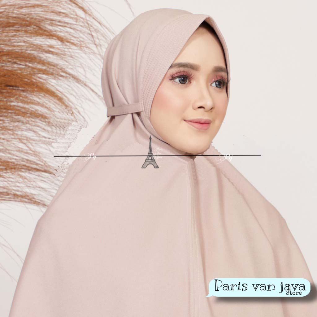 Jilbab Syari Bergo Hamidah Jumbo Pad Tali Moscrepe (XL) | Hijab Khimar Instant Jumbo (XL) | Kerudung Pad Pakai Tali Size XL