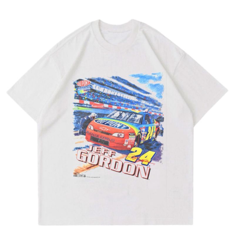 KAOS VINTAGE NASCAR RUMBLE WHITE | T-SHIRT JEFF GORDON DUPONT  RACING CAR | KAOS MOBIL BALAP NASCAR