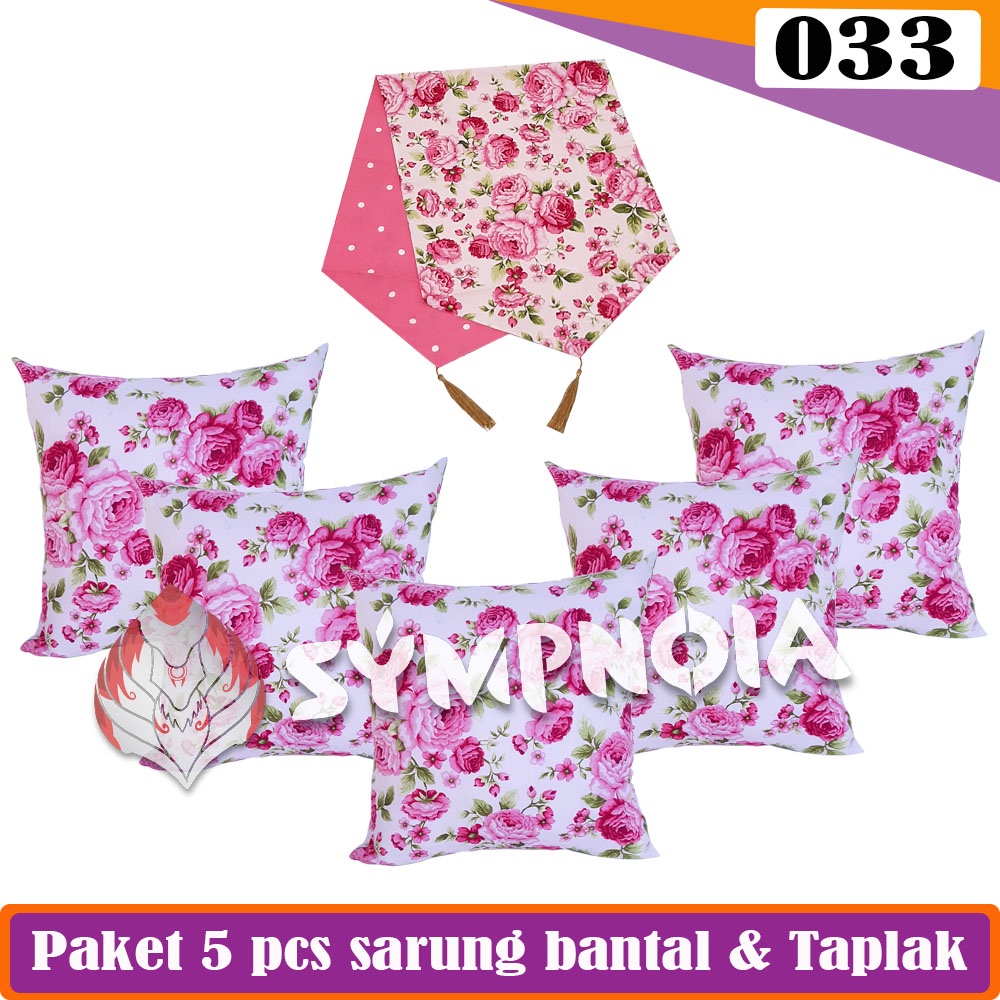 Paket 5 Sarung Bantal + Taplak 50X50 cm MOTIF 201 sd 249