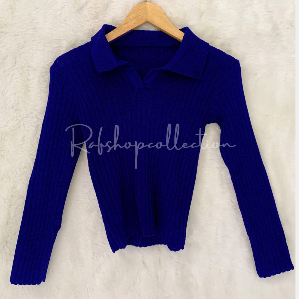 ALENA LONG SLEEVE POLO ATASAN WANITA/Atasan Rajut