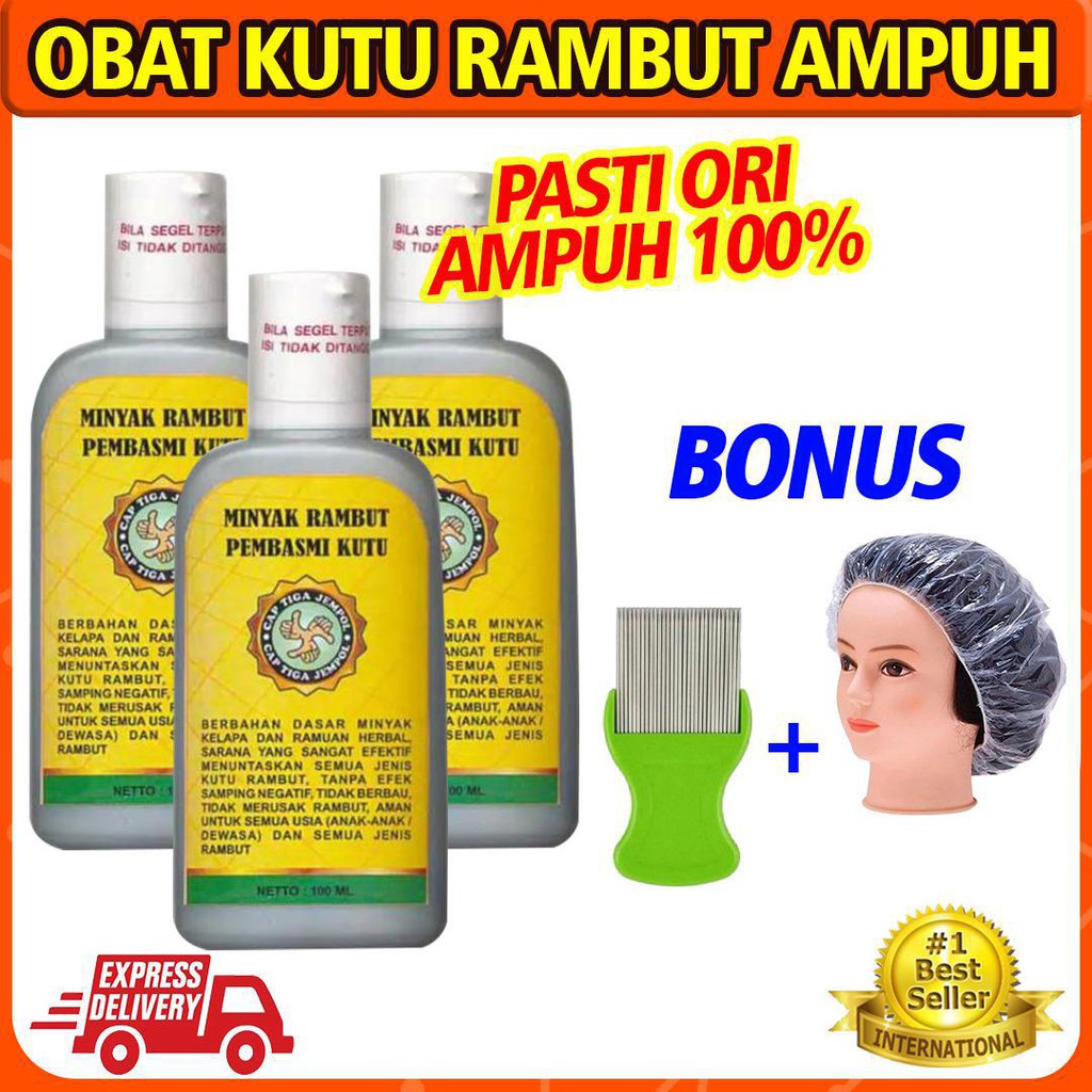 AMPUH !!! - Obat Kutu Rambut Anak dan Dewasa Cap 3 Jempol Bahan Herbal Alami [BISA COD]