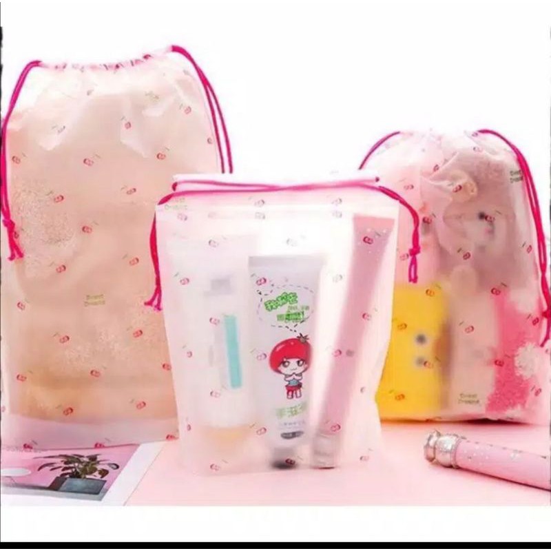Korean Creative Portable Travel Cosmetics Bundle Pocket Cartoon Cactus Drawstring Dustproof Storage