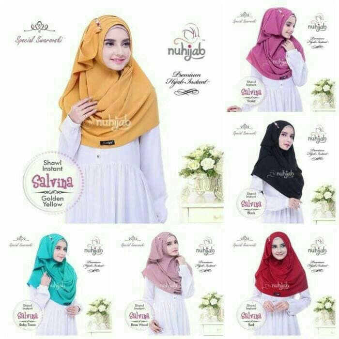 Promo original nuhijab formal pesta shawl instan salvina bubble crepe Diskon