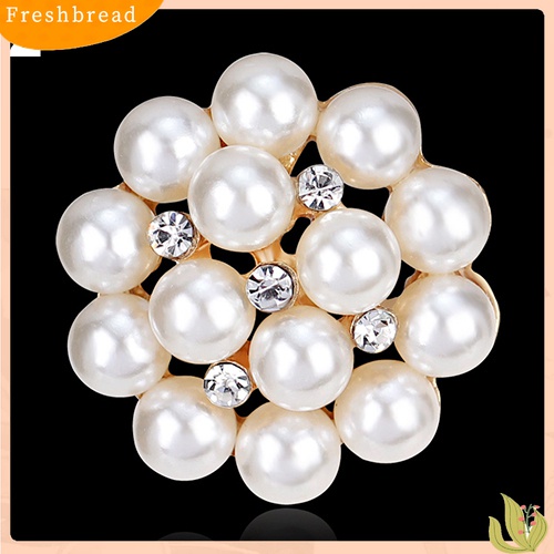 [ TERLARIS]Flower Rhinestone Imitation Pearl Brooch Pin DIY Bridal Wedding Bouquet Decor