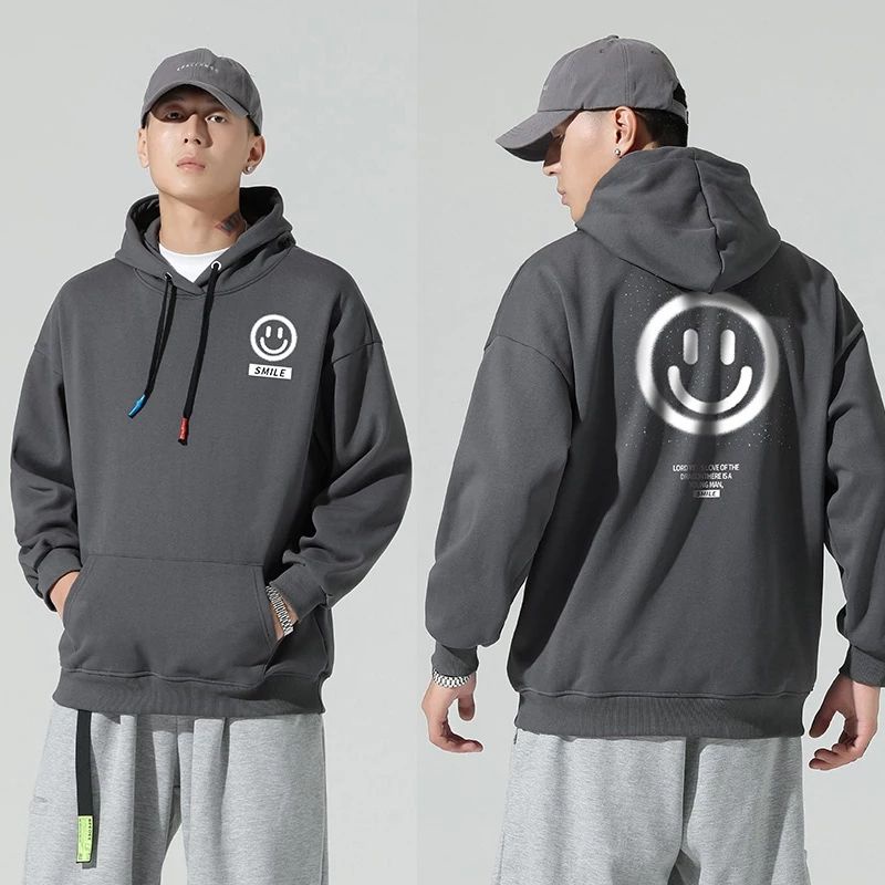 GHOYOUR-  SMILE SWEATSHIRT HARAJUKU OVERSIZED HOODIE