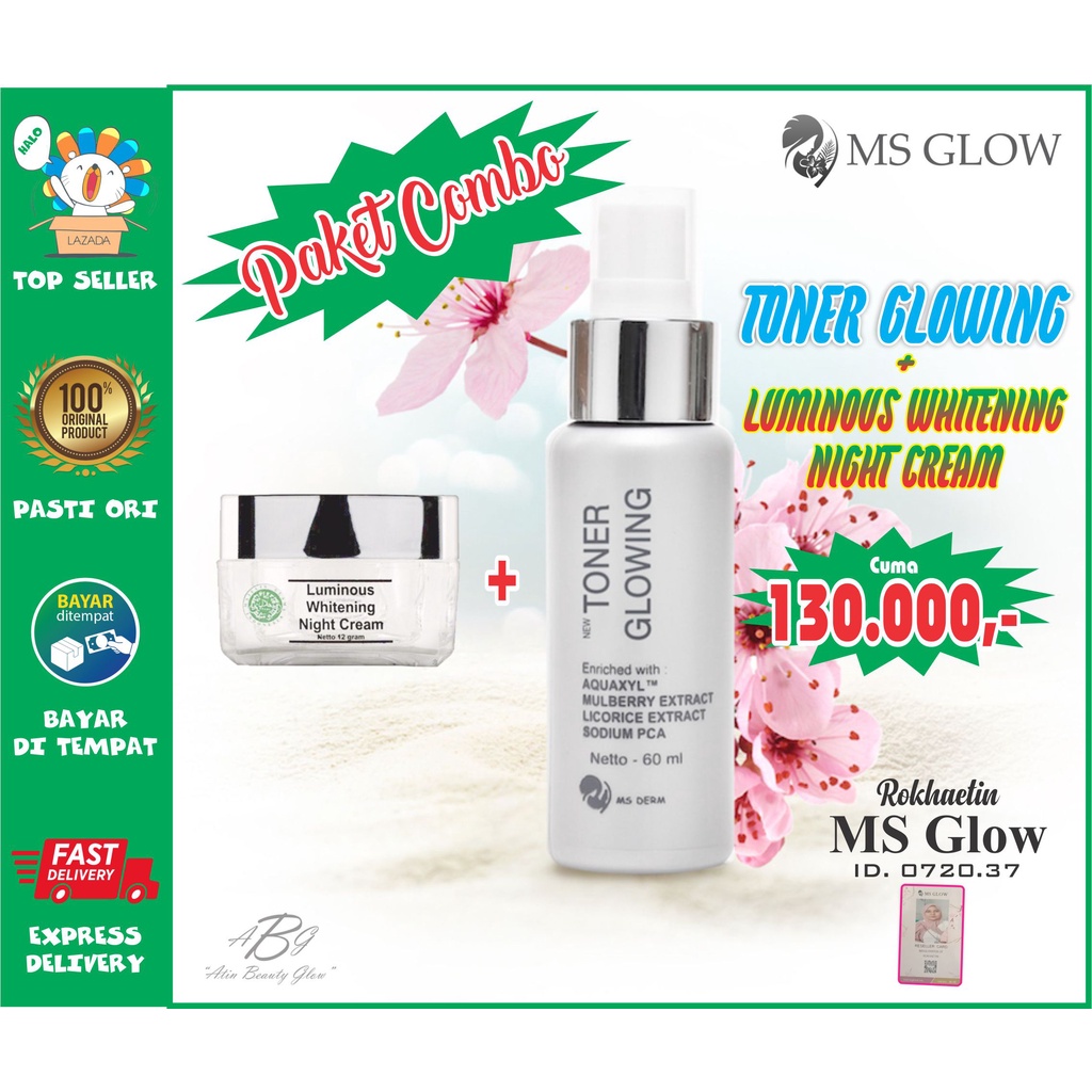 MS Glow Paket Combo Toner Glowing + Luminous Whitening Original