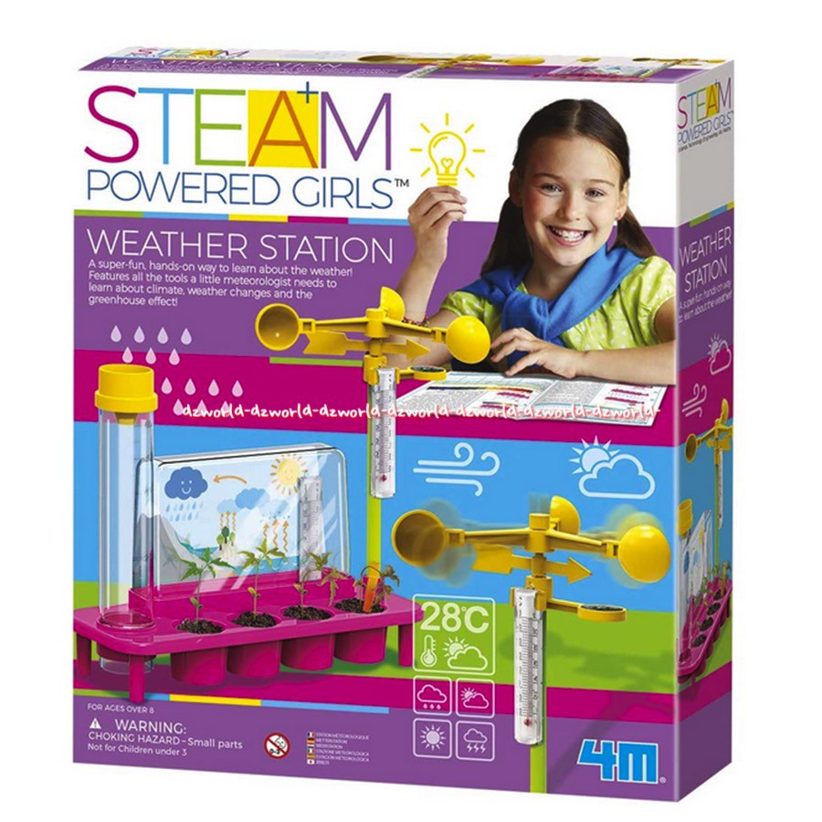 4M Steam Powered Girls Weather Station Alat Membuat Stasiun Cuaca Didukung Uap