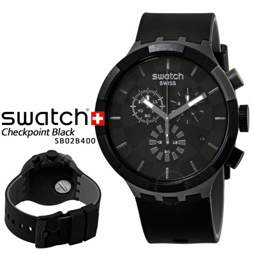 JAM TANGAN PRIA SWATCH SB02B400 BIG BOLD BLACK ORIGINAL ORI