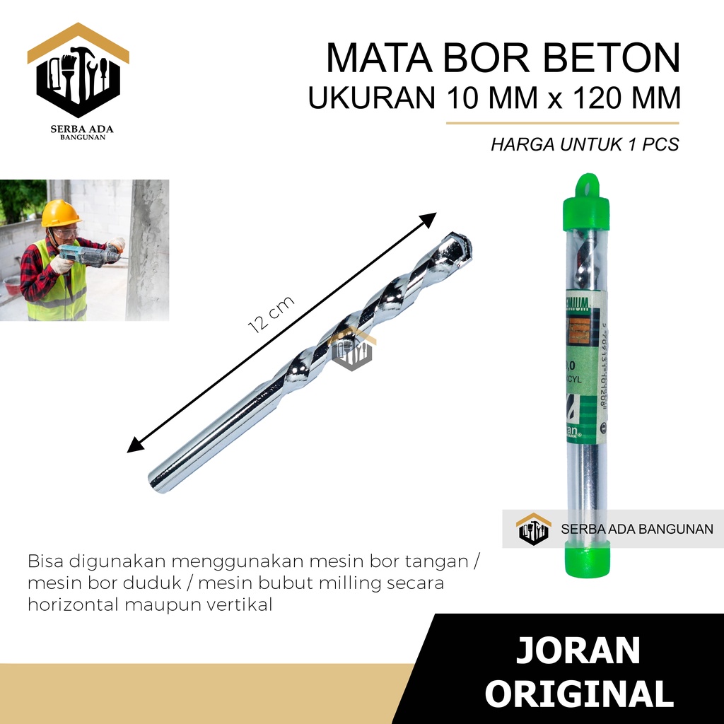 MATA BOR BETON JORAN SIZE 4 5 6 8 10 12 MM TEMBOK KUAT OBENG KUALITAS BAGUS TEBAL TAJAM