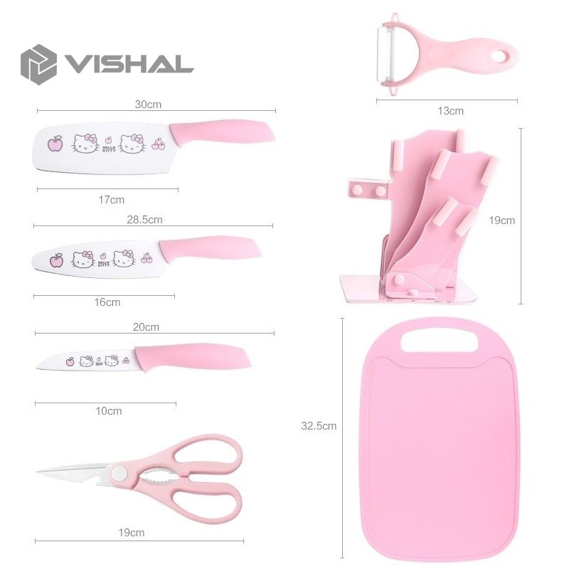 VISHAL Talenan Set 7 in 1 Keramik / Pisau Set 7 in 1 Kitchen Knives Set Fruit Knife/ VS-1812