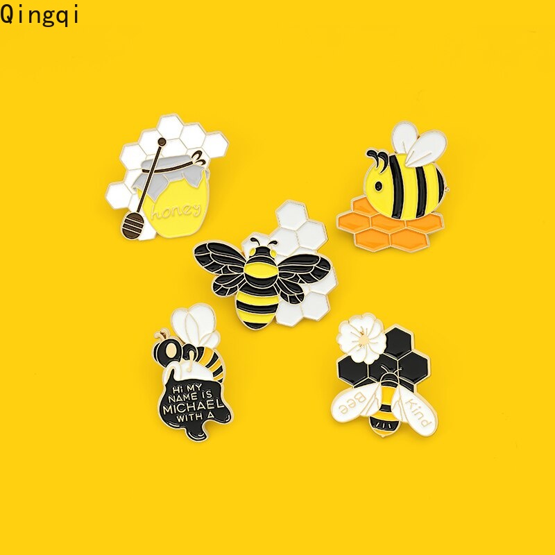 Bros Pin Enamel Bentuk Kartun Lebah Madu Untuk Anak