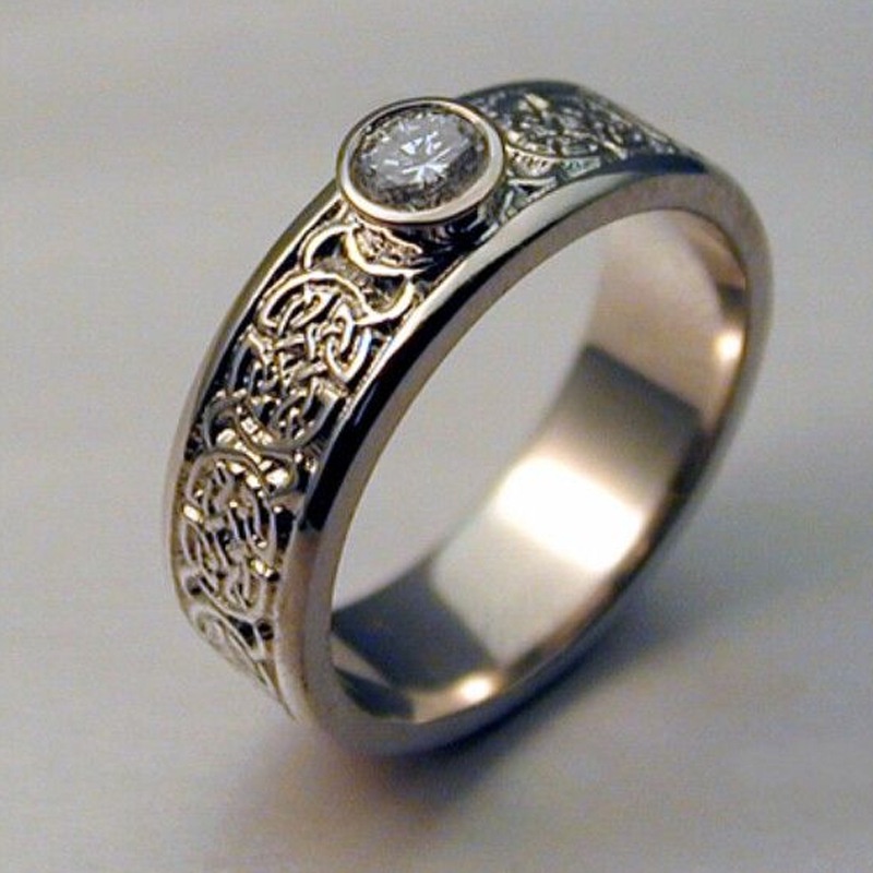 Cincin Zirconium Bahan Stainless Steel Warna Putih Gaya Retro