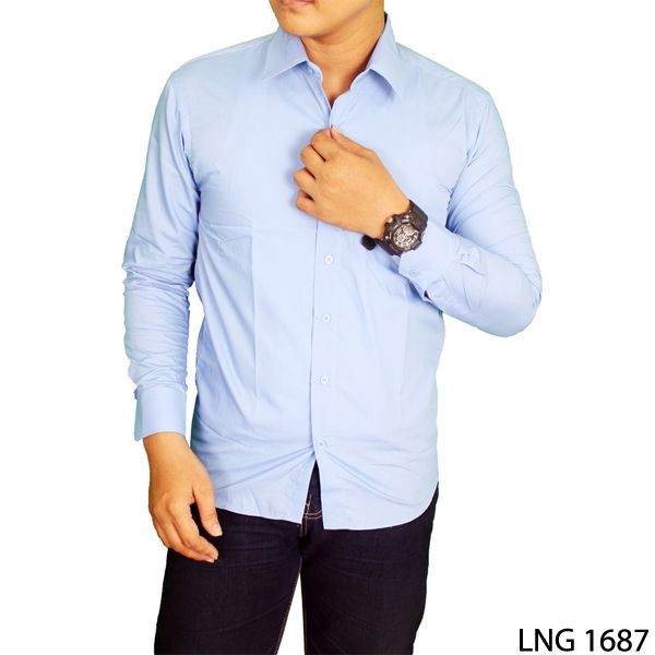 Baju Panjang Kasual Katun Biru LNG 1687