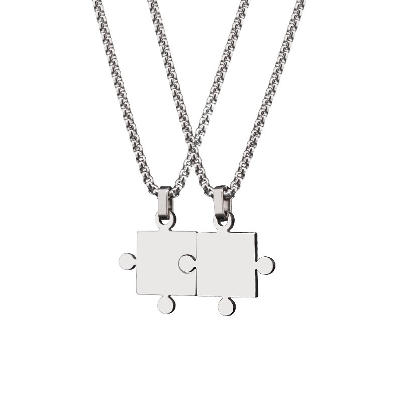 Couple Puzzle Necklace Accessories Simple Fashion Personality Pendant