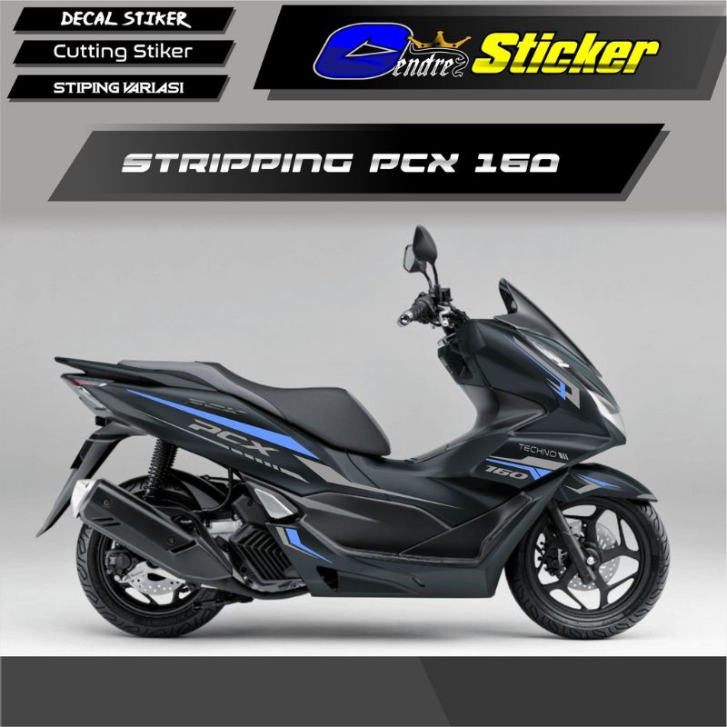 Striping Cutting Sticker Honda NEW PCX HITAM 2021 160cc Biru Muda