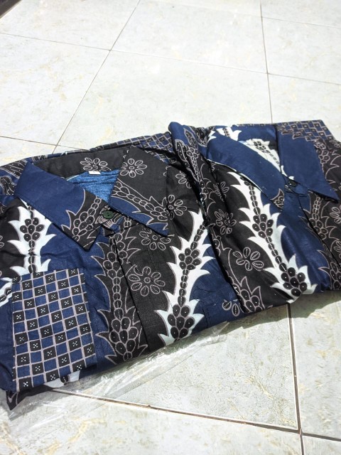 Kemeja Batik Pria Lengan Panjang Size M L Xl Xxl  Bswart Batik Hrb026 Kenongo Hem Panjang Padi