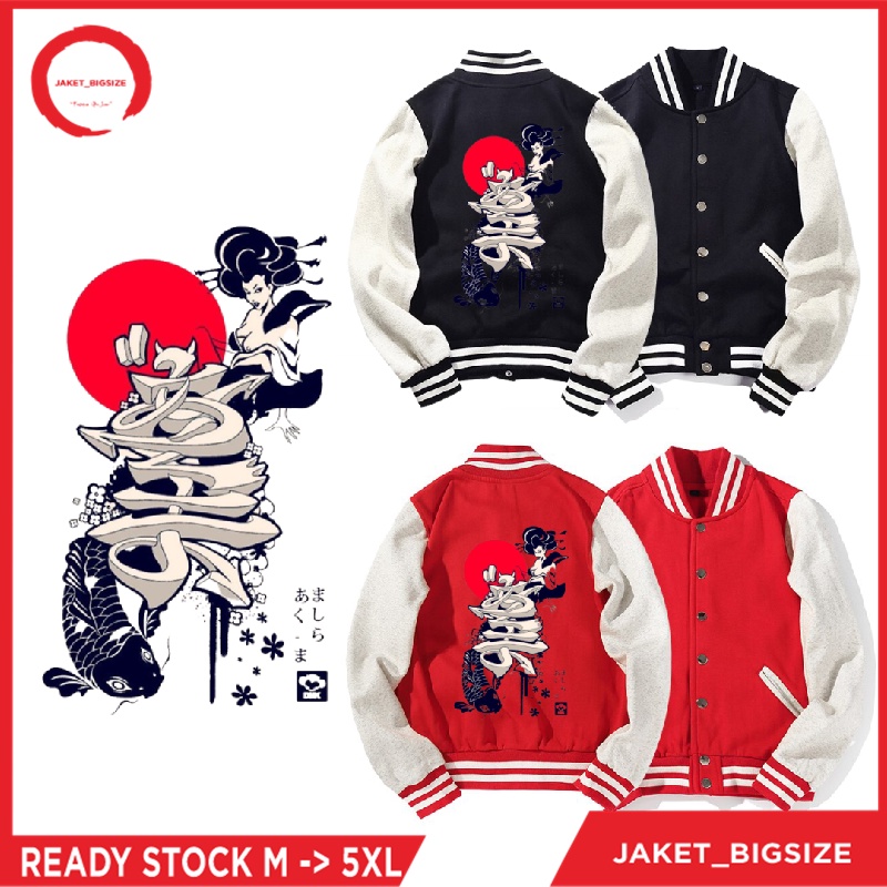 Jaket Jacket Zipper Ziper Baseball jepang jepun harajuku jumbo bigsize pria wanita ukuran m l xl xxl xxxl xxxxl xxxxxl