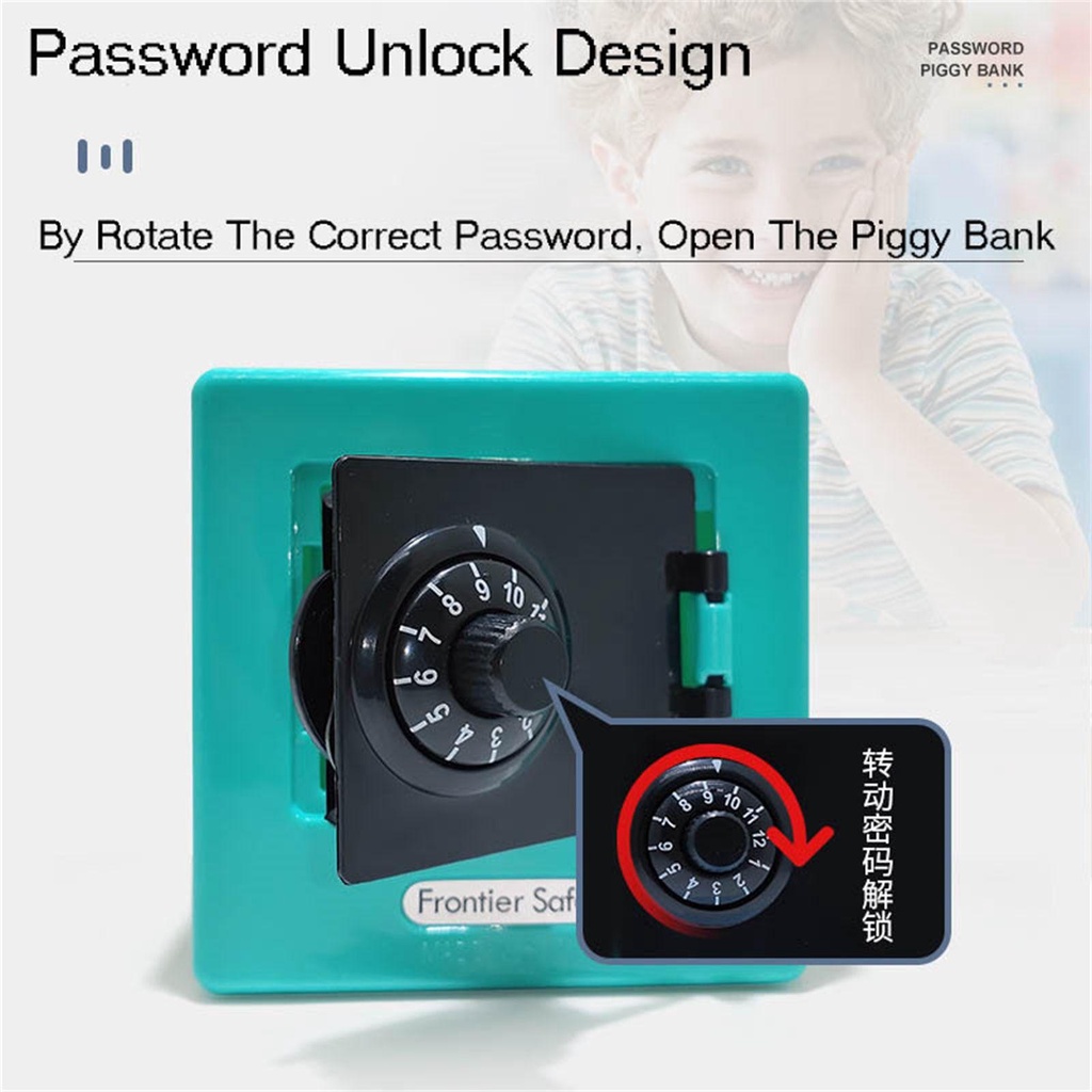 TOP Tempat Penyimpanan Celengan Uang Kertas Cash Piggy Deposit Rotate Password Combination Lock