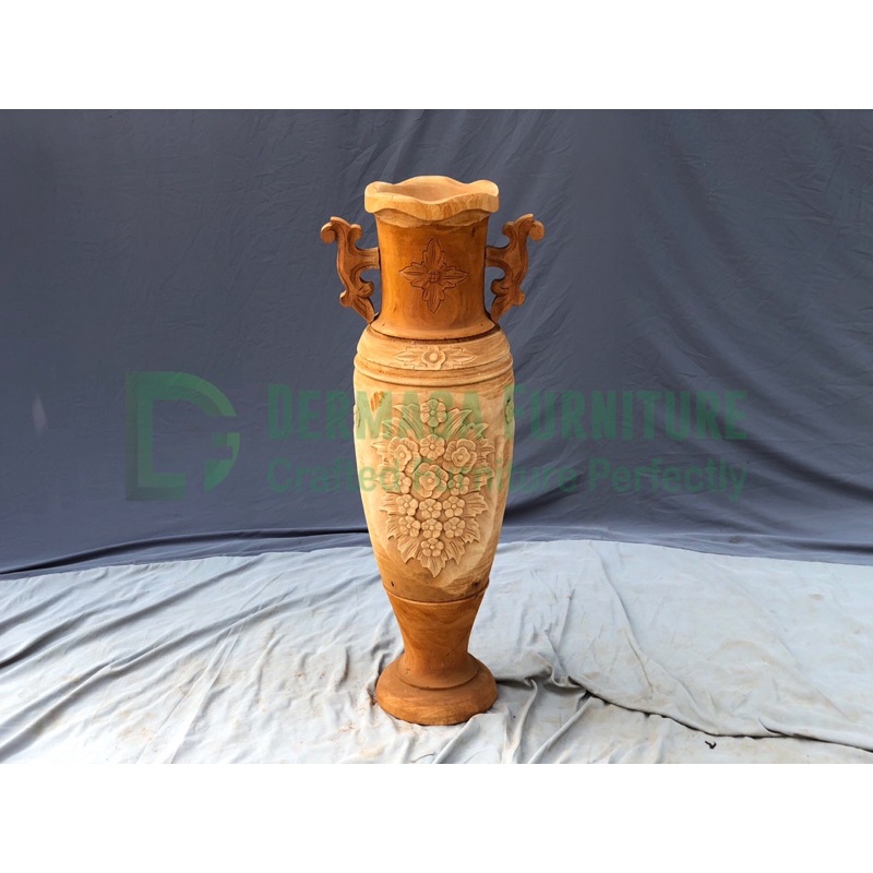 VAS BUNGA GUCI CANGKIR KAYU MAHONI VAS BUNGA DEKORASI PELAMINAN VAS BUNGA RUANG TAMU TERMURAH