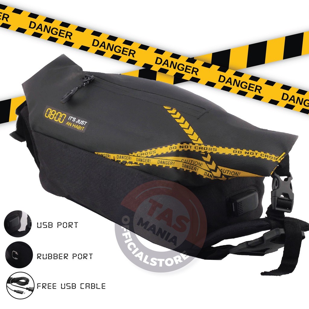 TAS SELEMPANG PRIA 2 IN 1 PORT DANGER13127 - WAISTBAG HITS