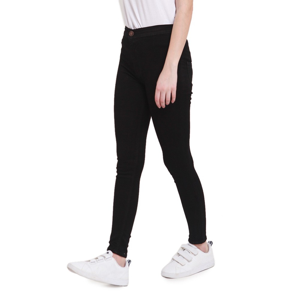 Dazina Celana HighWaist Skinny Plain Black Jeans Bawahan Wanita Premium Quality - HW Hitam